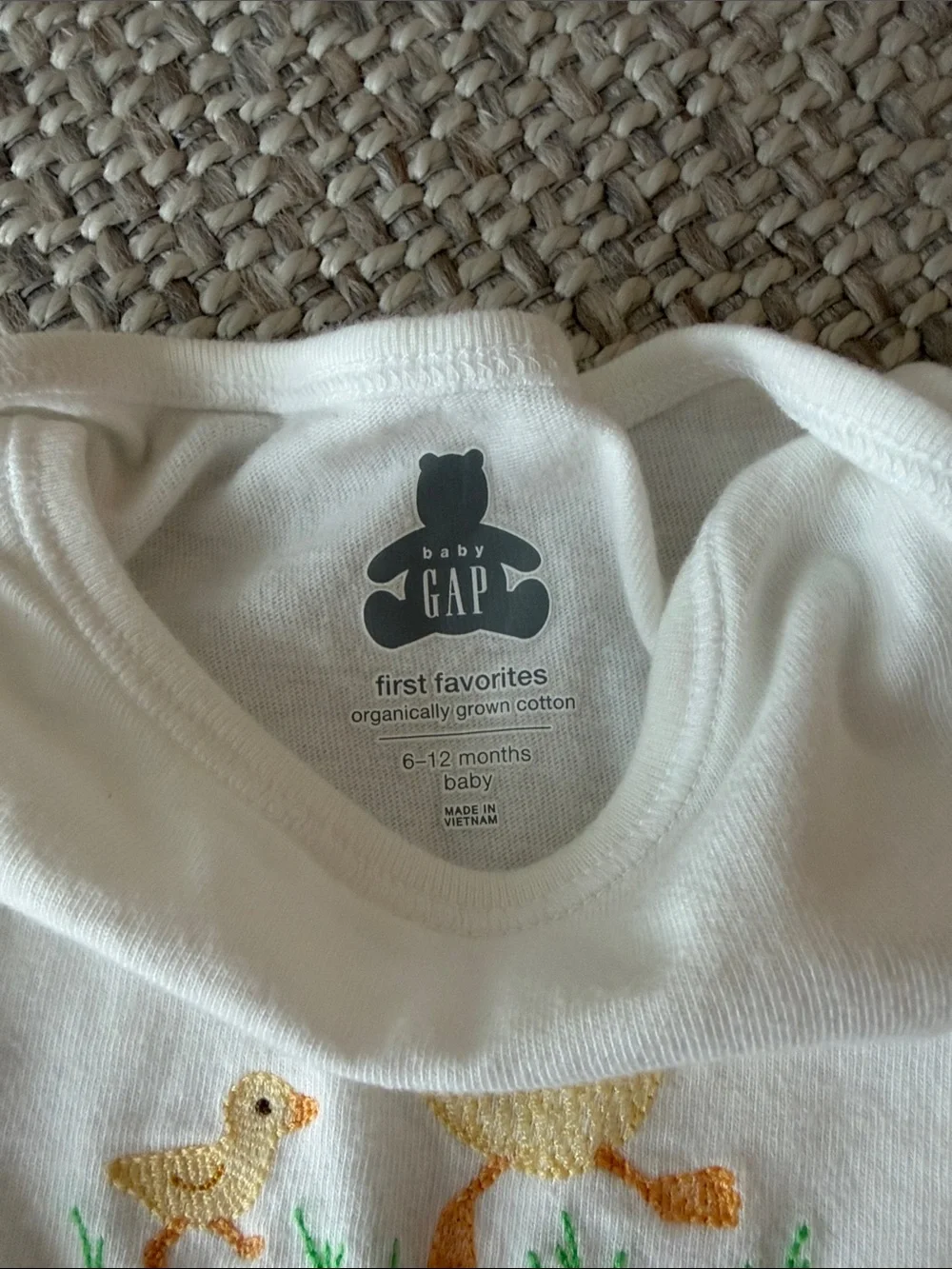 Baby onesie 100% organic cotton 6-12m